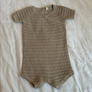 Soft Knit Baby Bodysuit in Beige